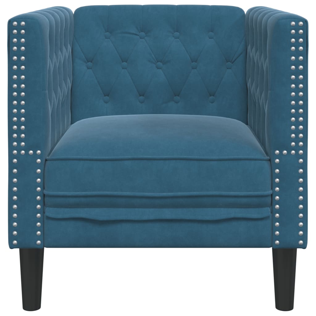 Chesterfield-sofastol fløjl blå