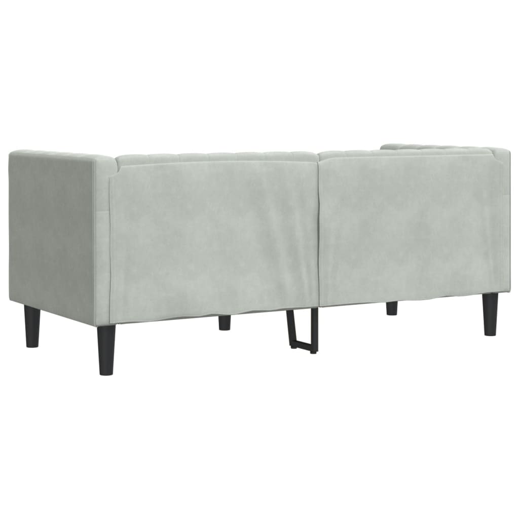 2-personers Chesterfield-sofa med bolsterpuder fløjl lysegrå