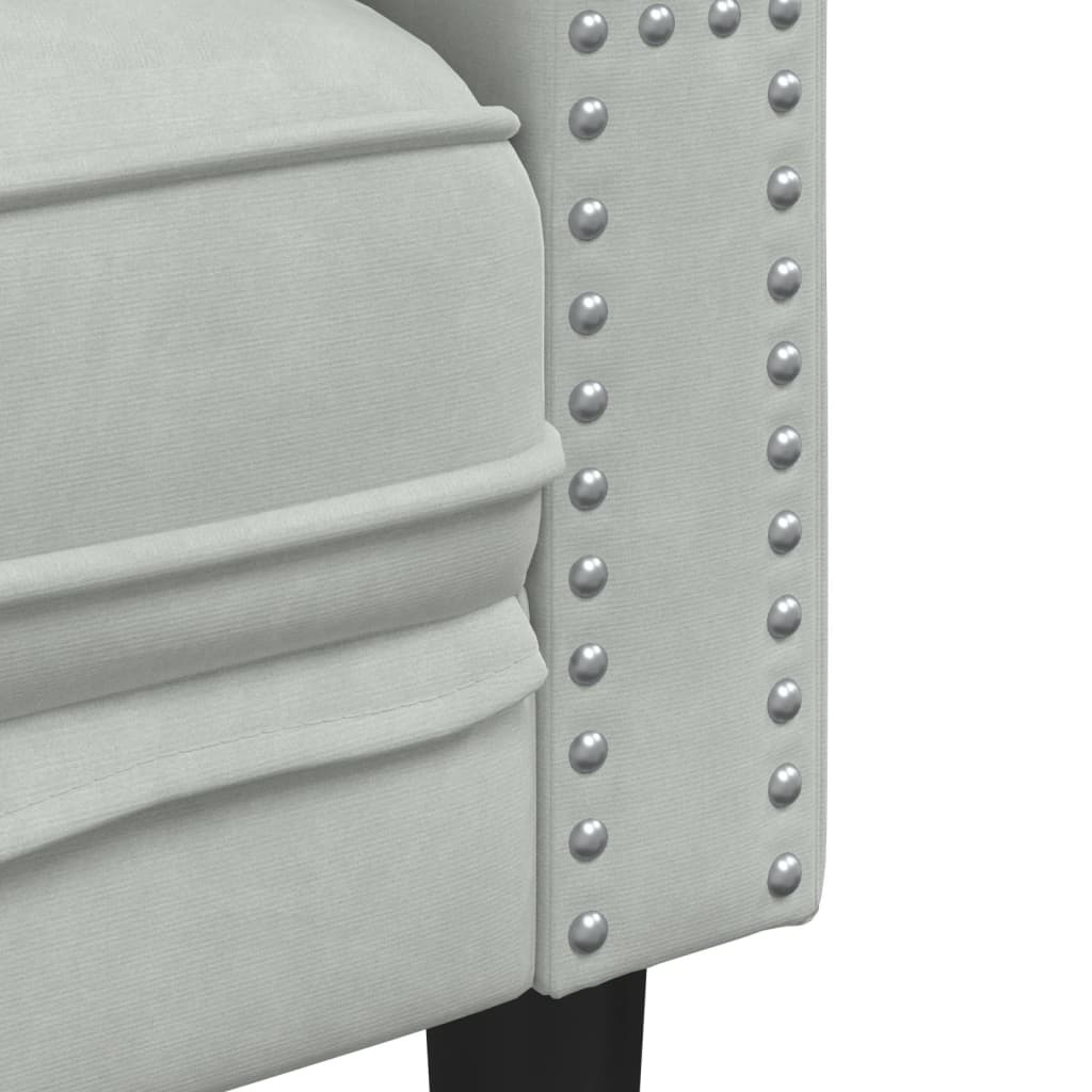 2-personers Chesterfield-sofa med bolsterpuder fløjl lysegrå