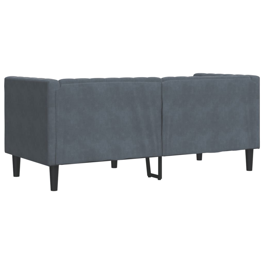 2-personers Chesterfield-sofa med bolsterpuder fløjl mørkegrå