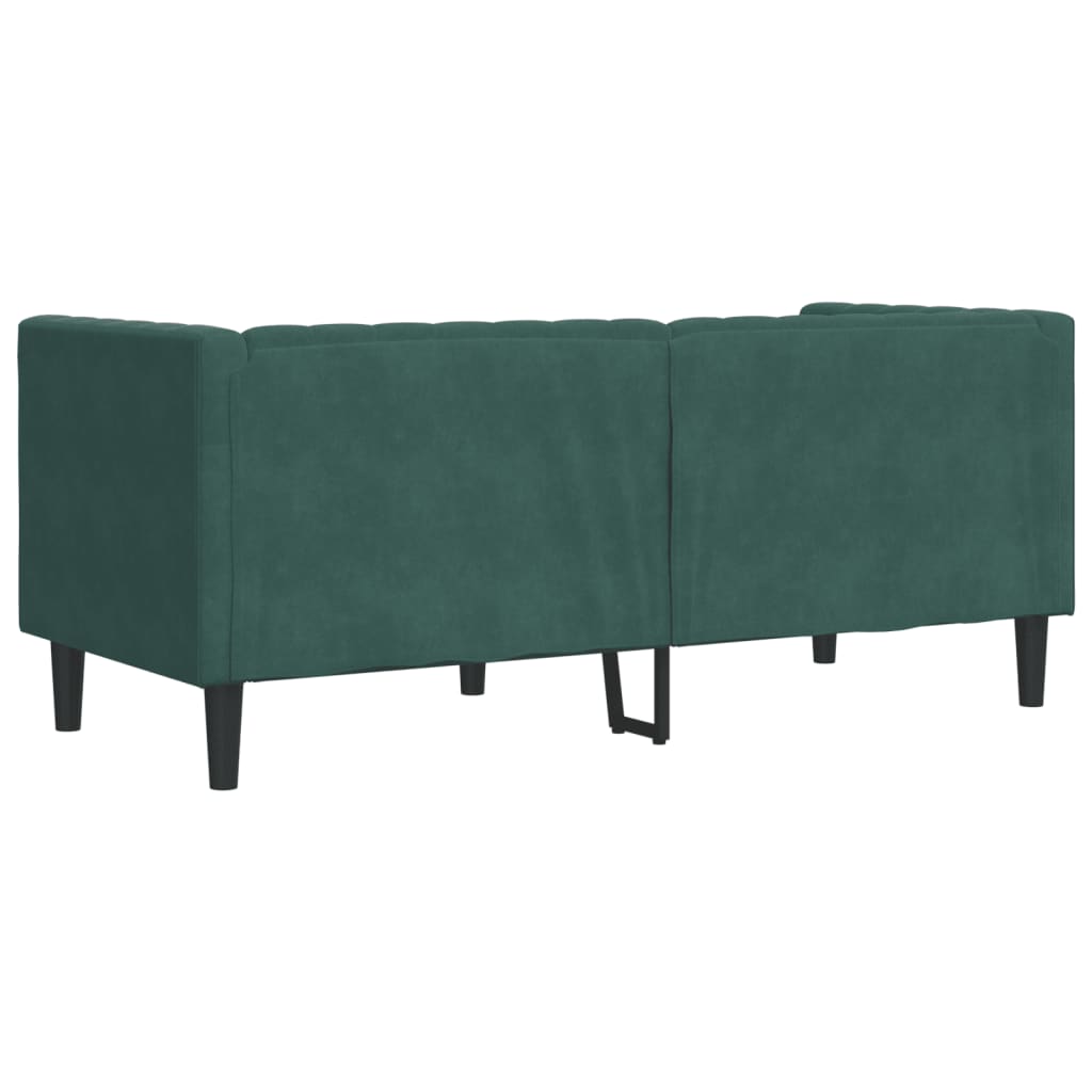 2-personers Chesterfield-sofa med bolsterpuder fløjl mørkegrøn