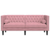 2-personers Chesterfield-sofa med bolsterpuder fløjl pink