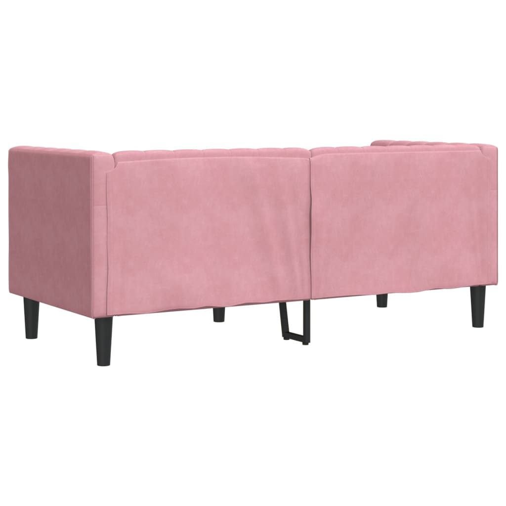 2-personers Chesterfield-sofa med bolsterpuder fløjl pink