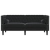 2-personers Chesterfield-sofa med bolsterpuder fløjl sort