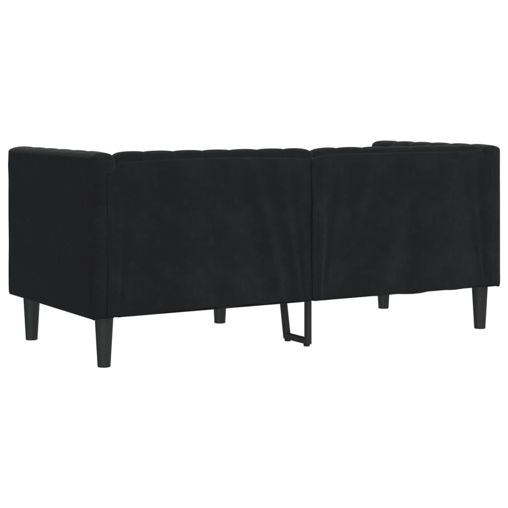 2-personers Chesterfield-sofa med bolsterpuder fløjl sort