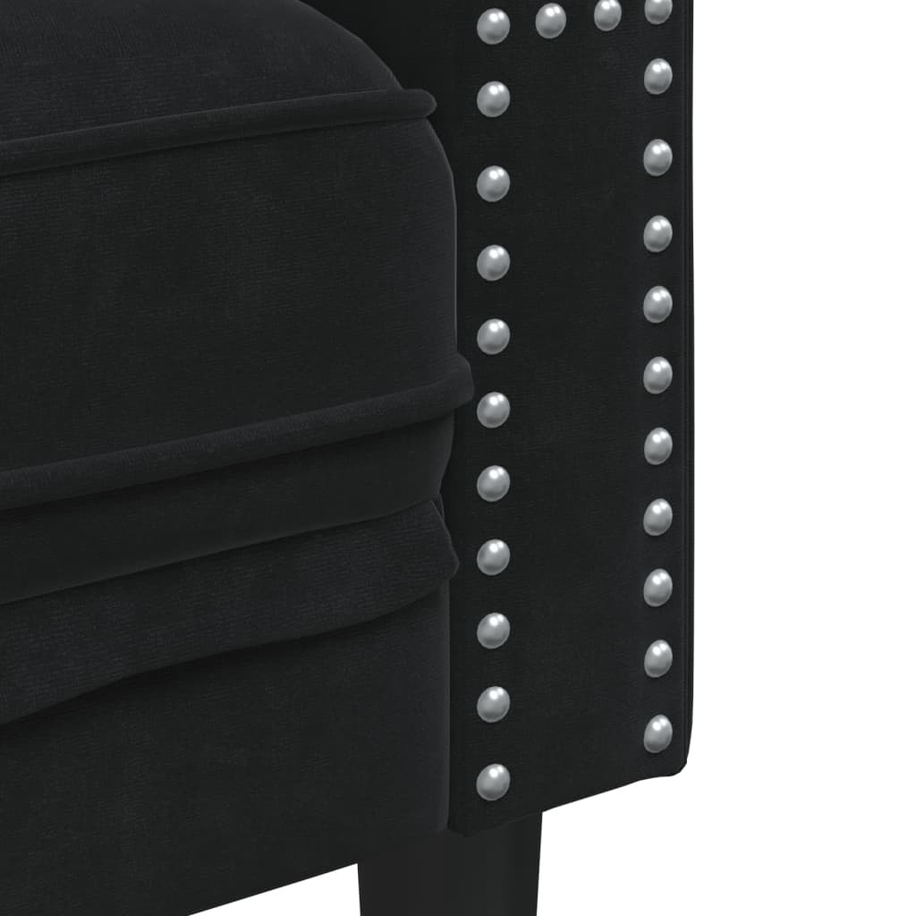 2-personers Chesterfield-sofa med bolsterpuder fløjl sort