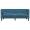 2-personers Chesterfield-sofa med bolsterpuder fløjl blå