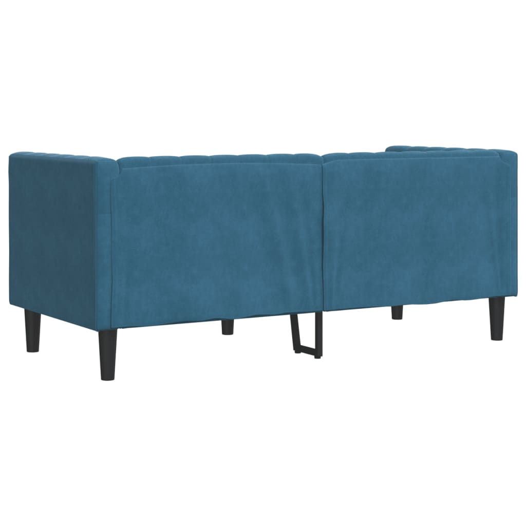 2-personers Chesterfield-sofa med bolsterpuder fløjl blå