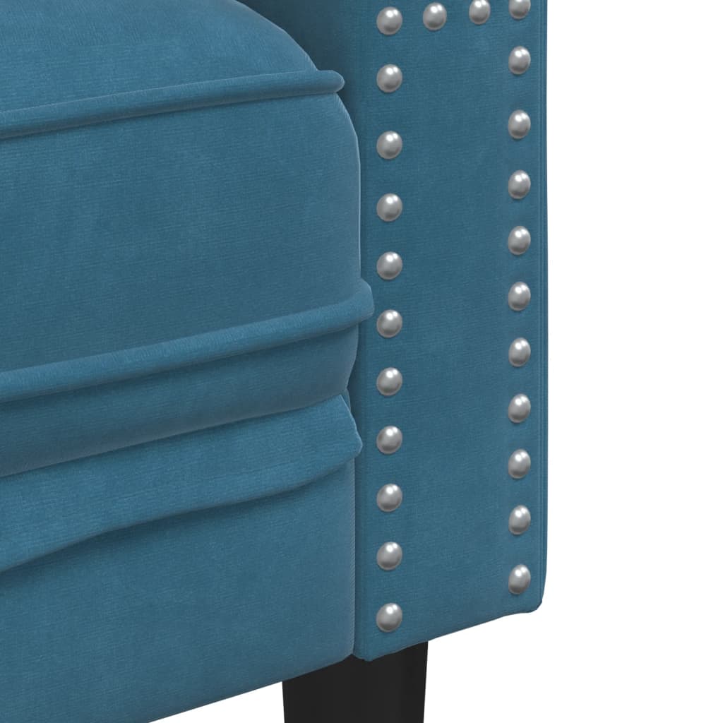 2-personers Chesterfield-sofa med bolsterpuder fløjl blå