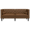 2-personers Chesterfield-sofa m. puder imiteret ruskind brun