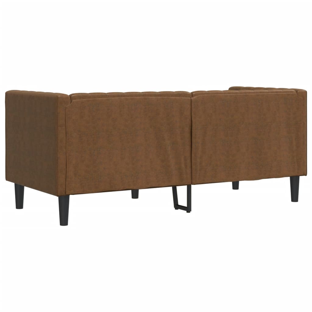 2-personers Chesterfield-sofa m. puder imiteret ruskind brun