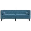3-personers Chesterfield-sofa med bolsterpuder fløjl blå