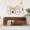 3-personers Chesterfield-sofa med puder imiteret ruskind brun