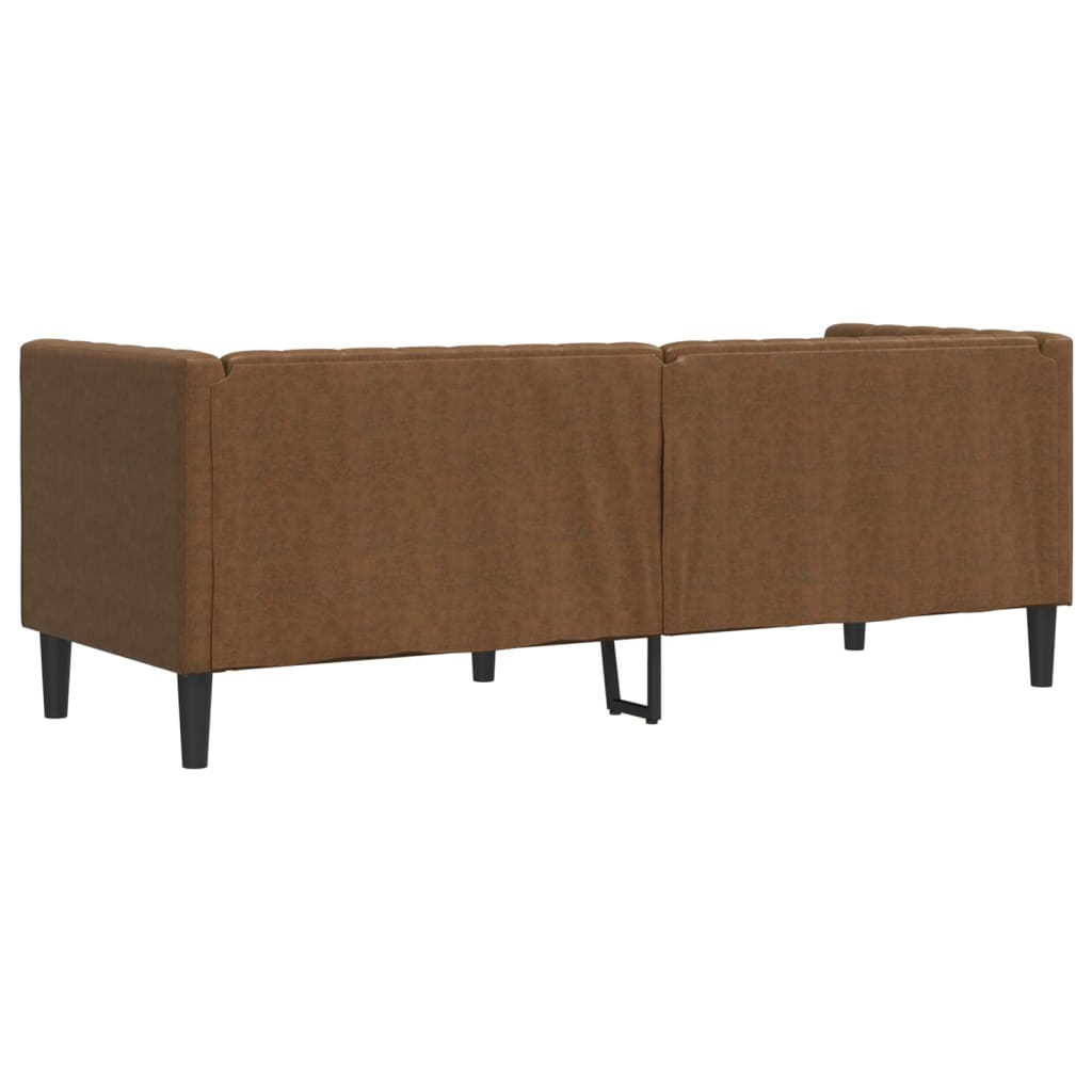 3-personers Chesterfield-sofa med puder imiteret ruskind brun