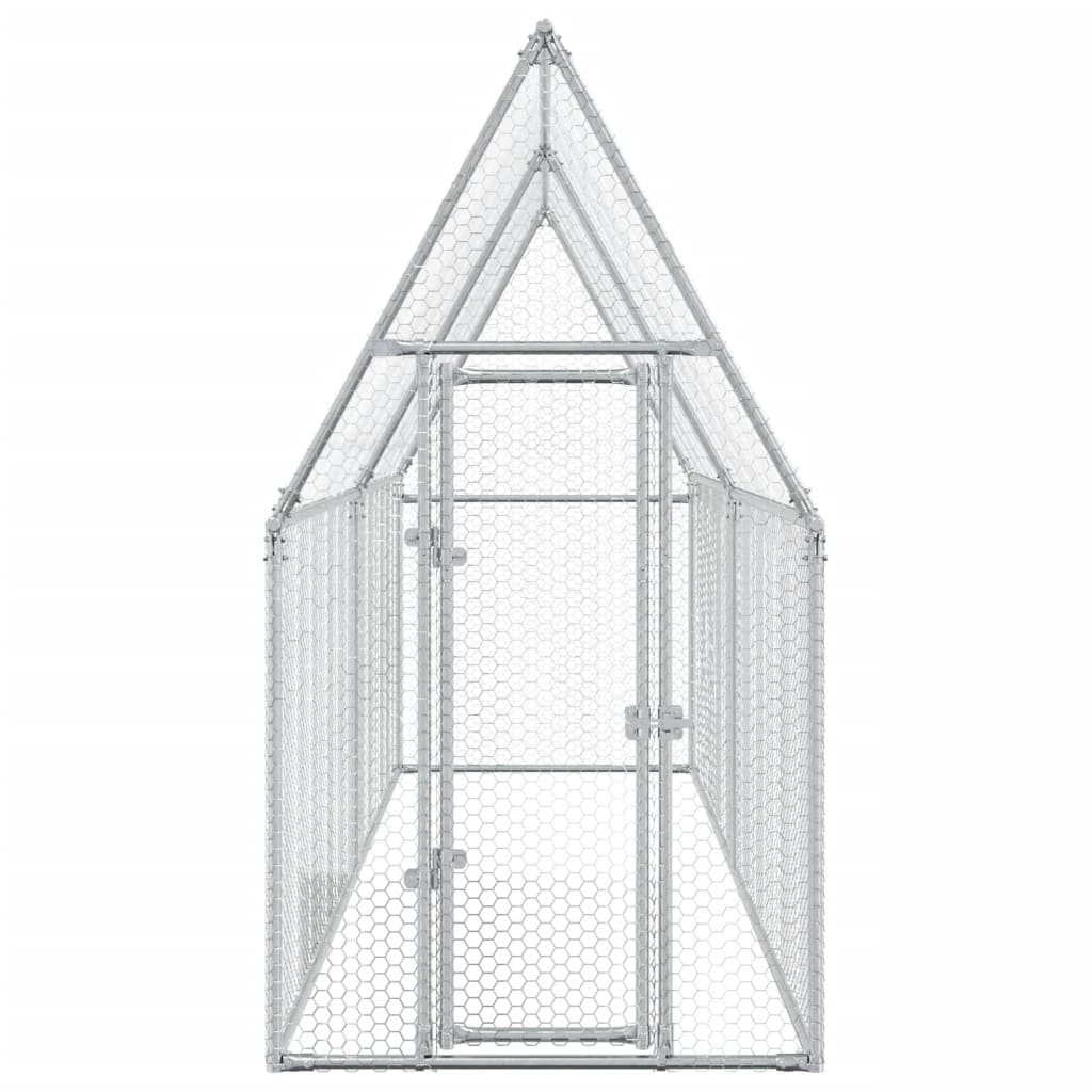 hønsehus 400x100x190 cm galvaniseret stål sølvfarvet