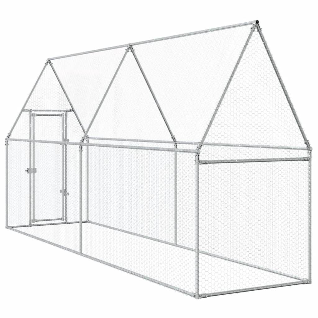 hønsehus 400x100x190 cm galvaniseret stål sølvfarvet