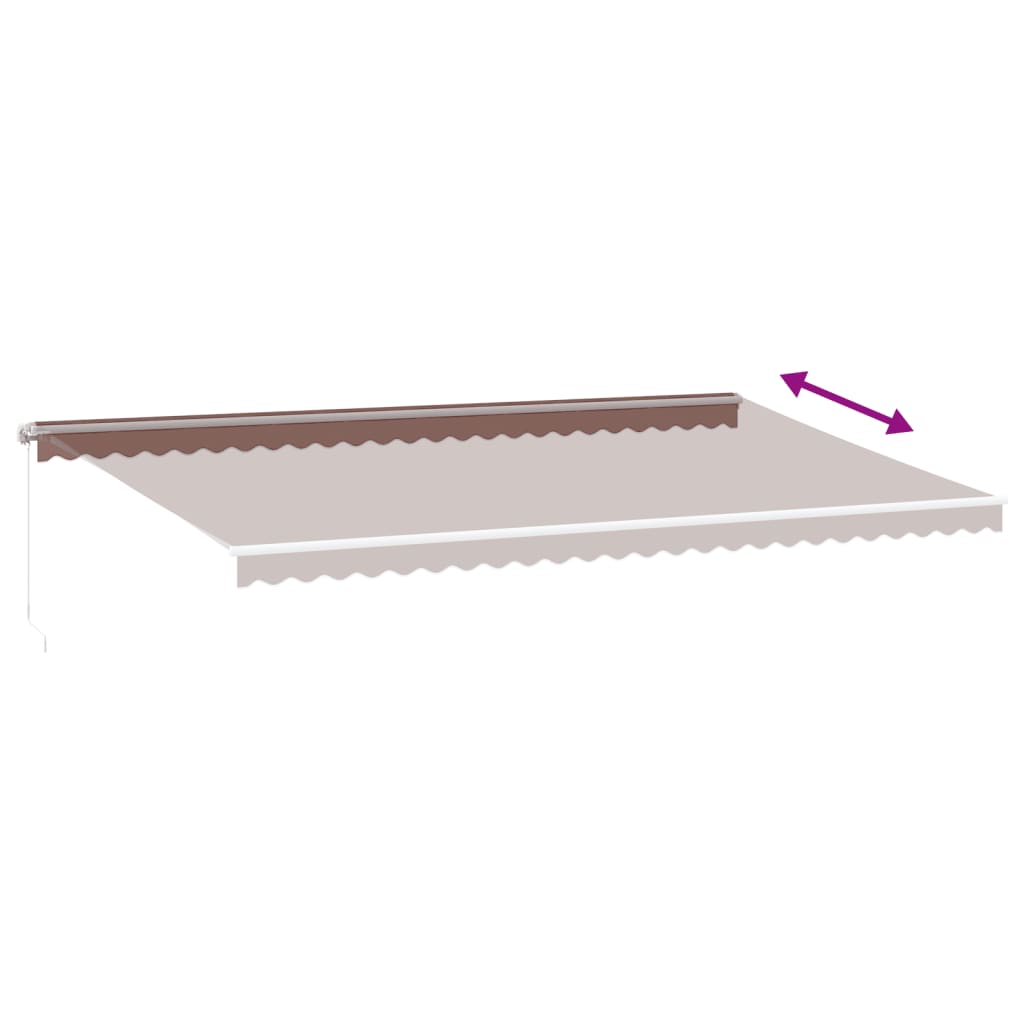 markise med LED-lys 600x350 cm manuel betjening brun