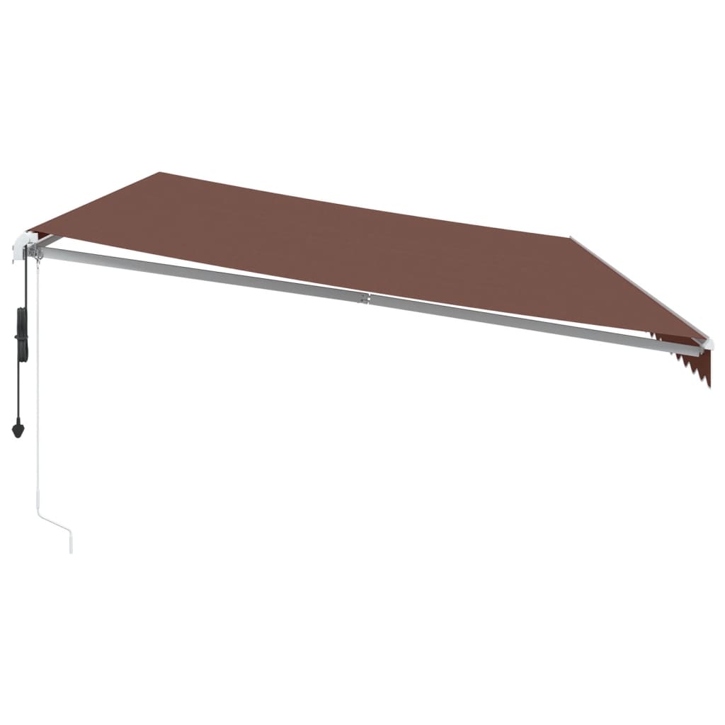 markise med LED-lys 600x350 cm automatisk betjening brun