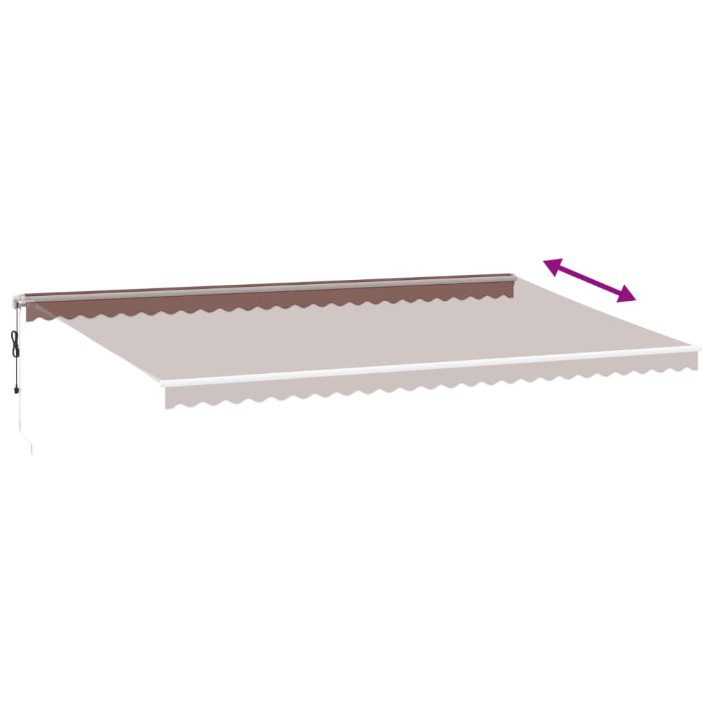 markise med LED-lys 600x350 cm automatisk betjening brun