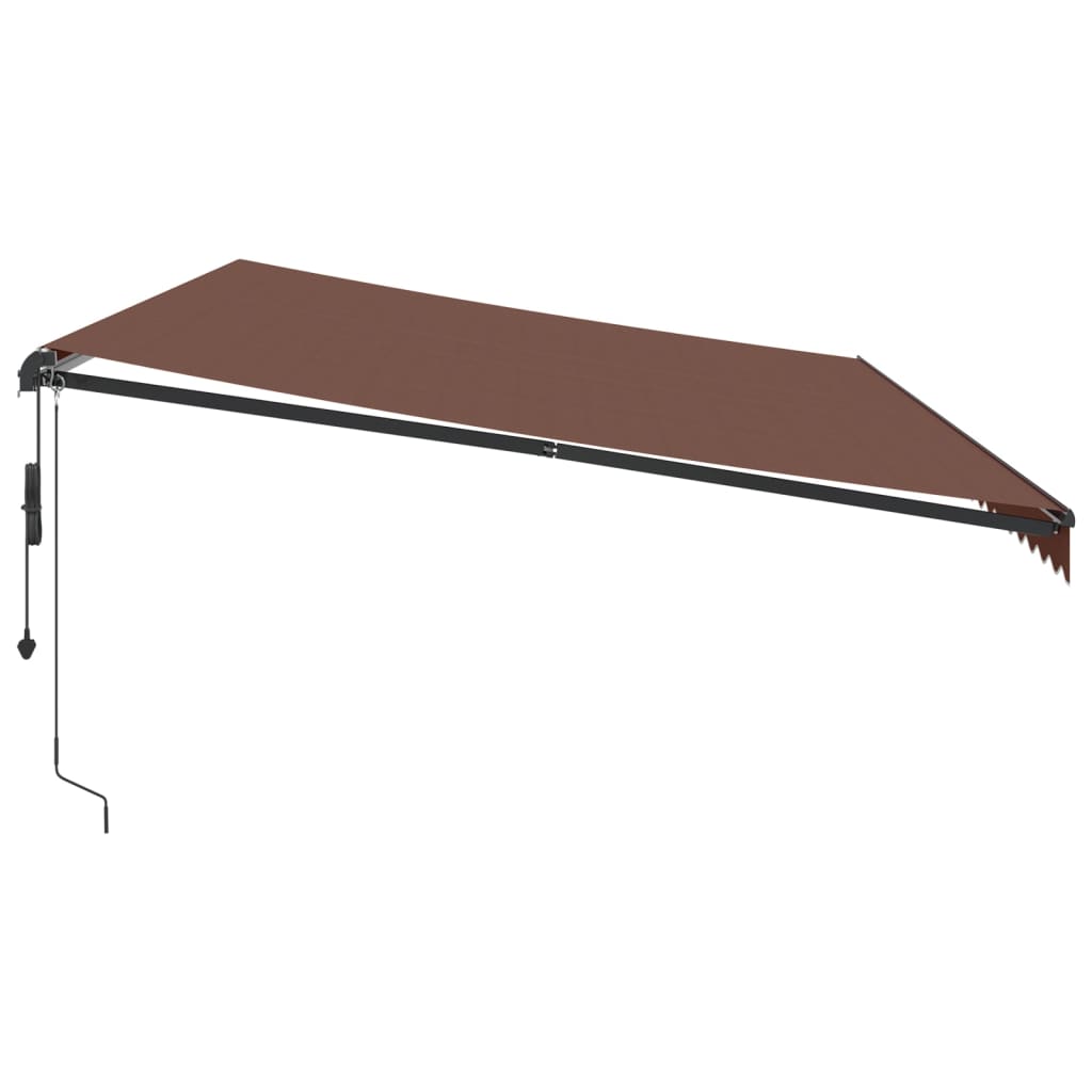 markise med LED-lys 600x350 cm automatisk betjening brun