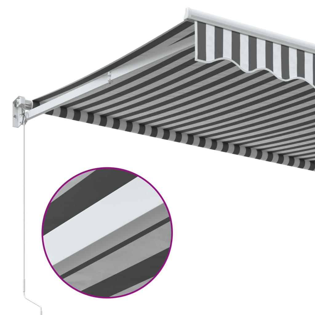foldemarkise 4,5x3 m stof og aluminium antracitgrå og hvid