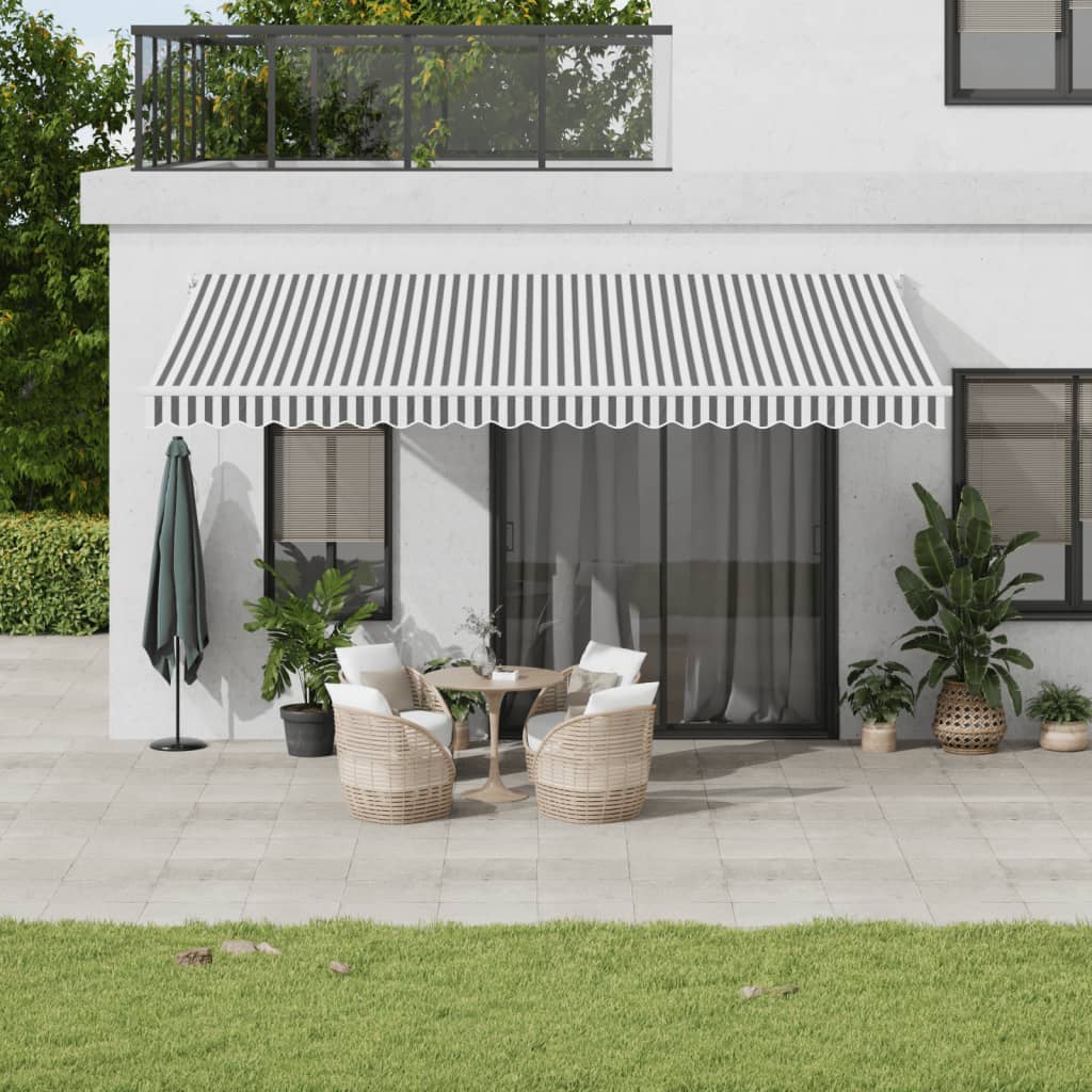 foldemarkise 5x3 m stof og aluminium antracitgrå og hvid