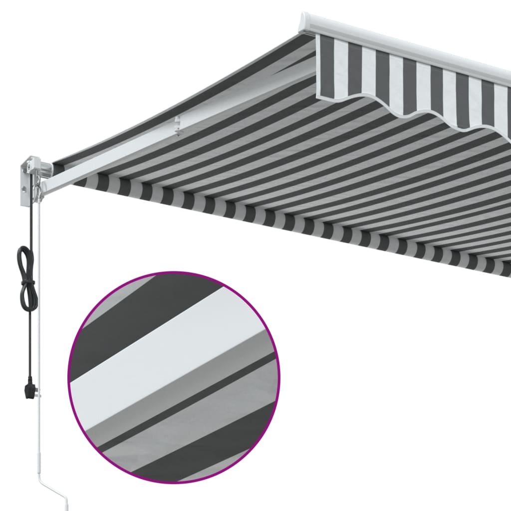 foldemarkise 3,5x2,5 m stof og aluminium antracitgrå og hvid