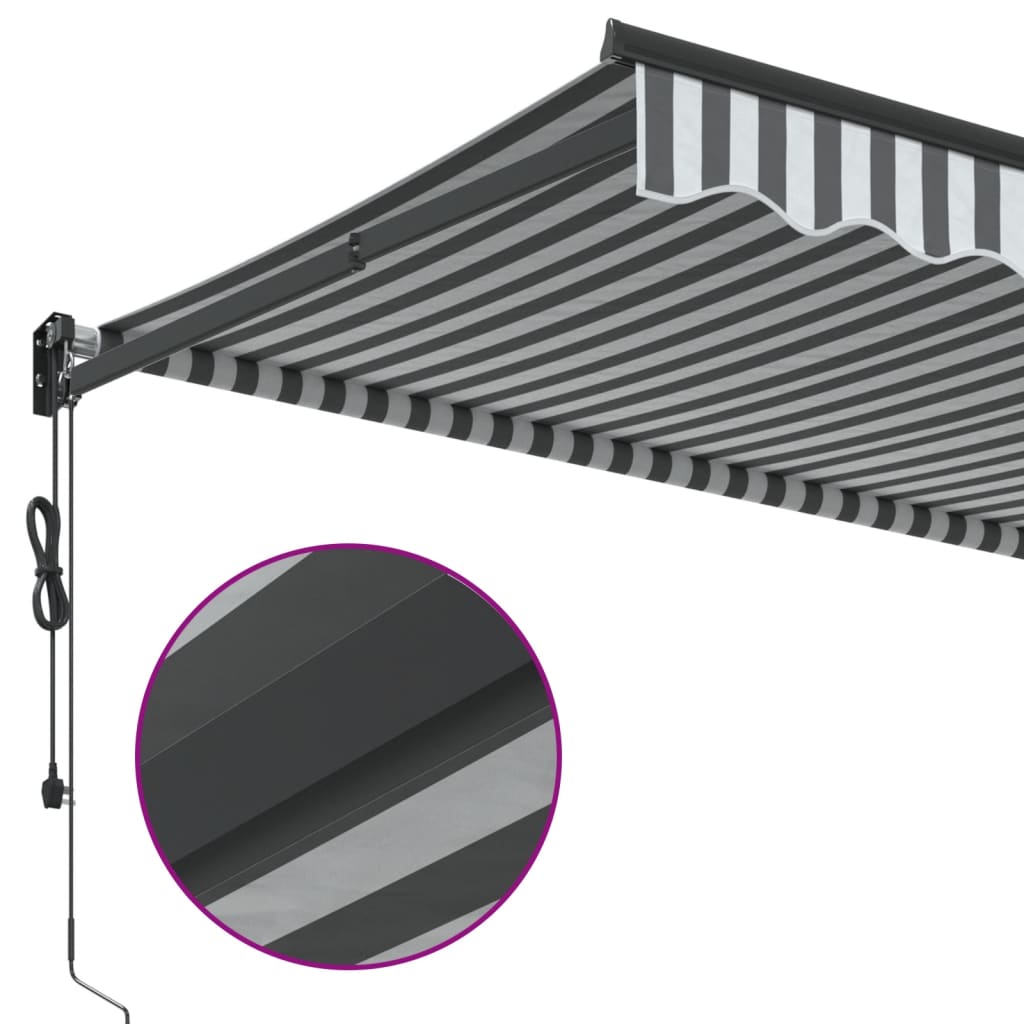 foldemarkise 4,5x3 m stof og aluminium antracitgrå og hvid
