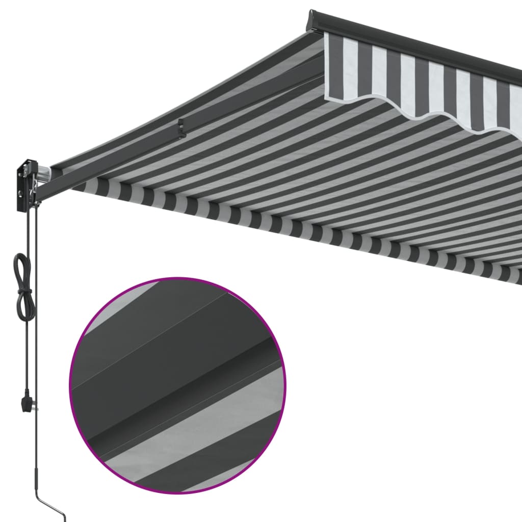 foldemarkise 5x3 m stof og aluminium antracitgrå og hvid