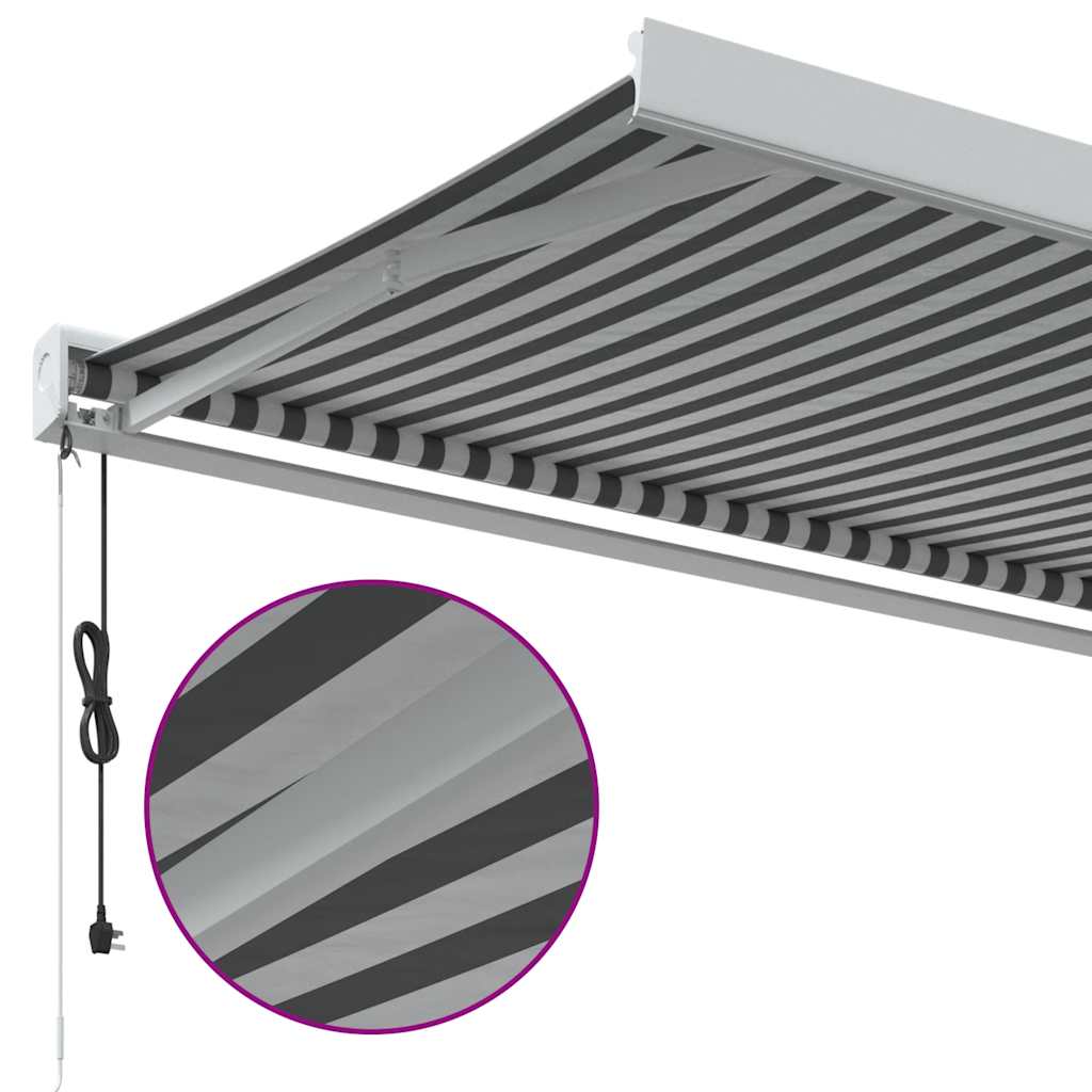 foldemarkise 3,5x2,5 m stof og aluminium antracitgrå og hvid