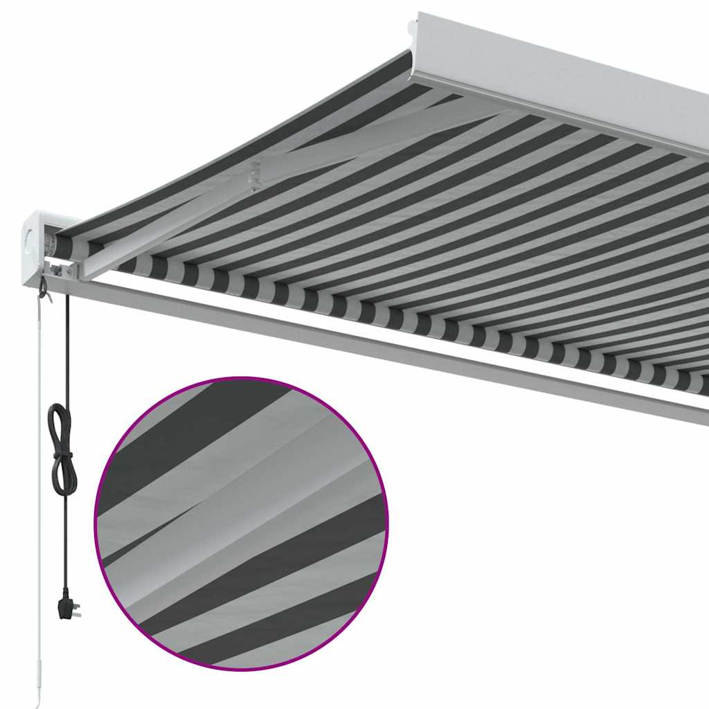 foldemarkise 4,5x3 m stof og aluminium antracitgrå og hvid