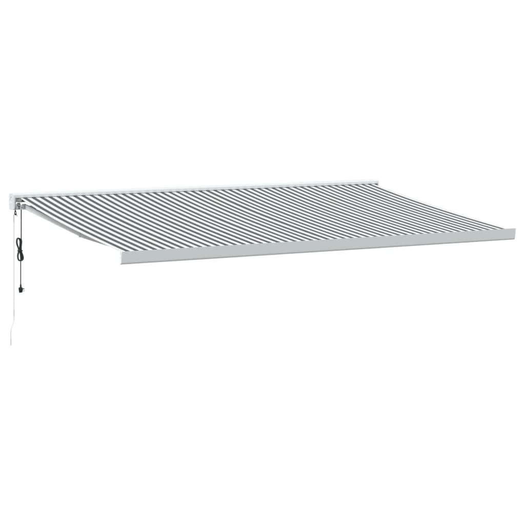 foldemarkise 5x3 m stof og aluminium antracitgrå og hvid
