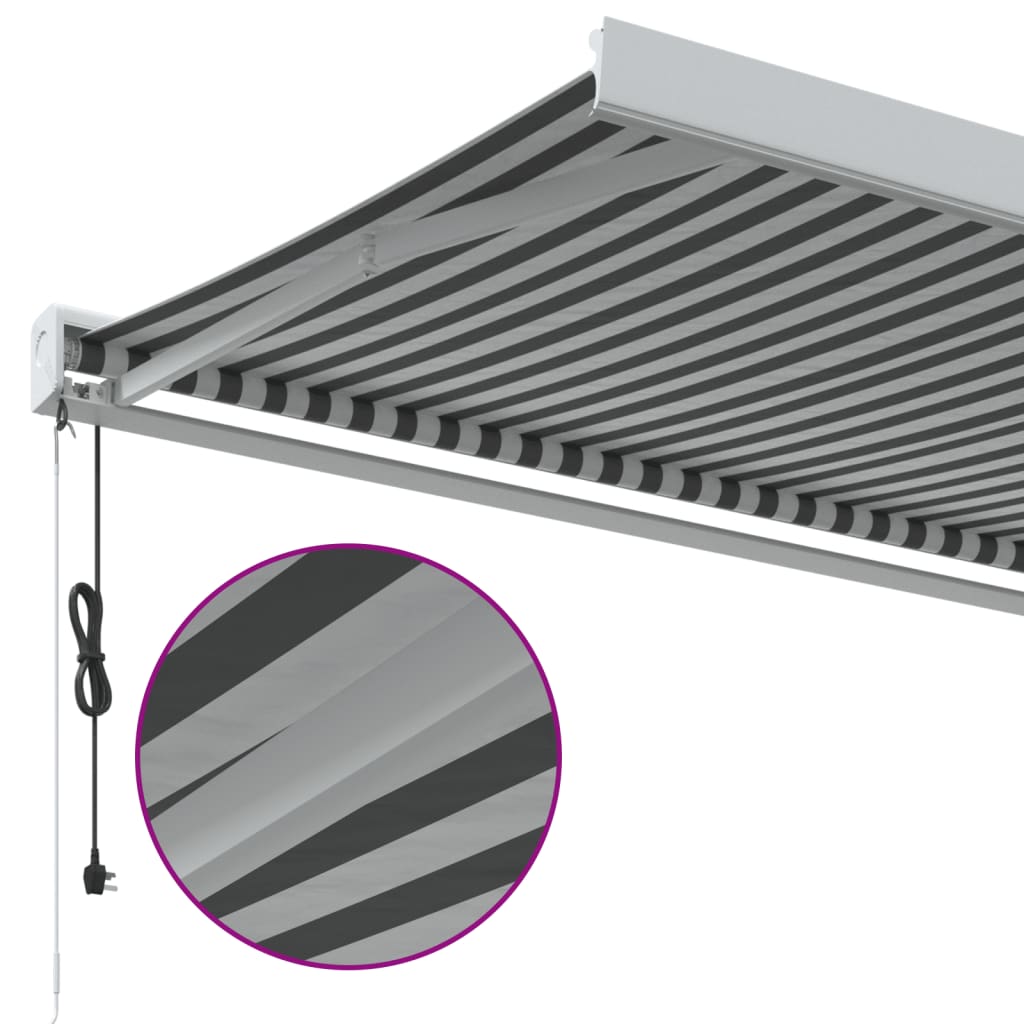 foldemarkise 5x3 m stof og aluminium antracitgrå og hvid