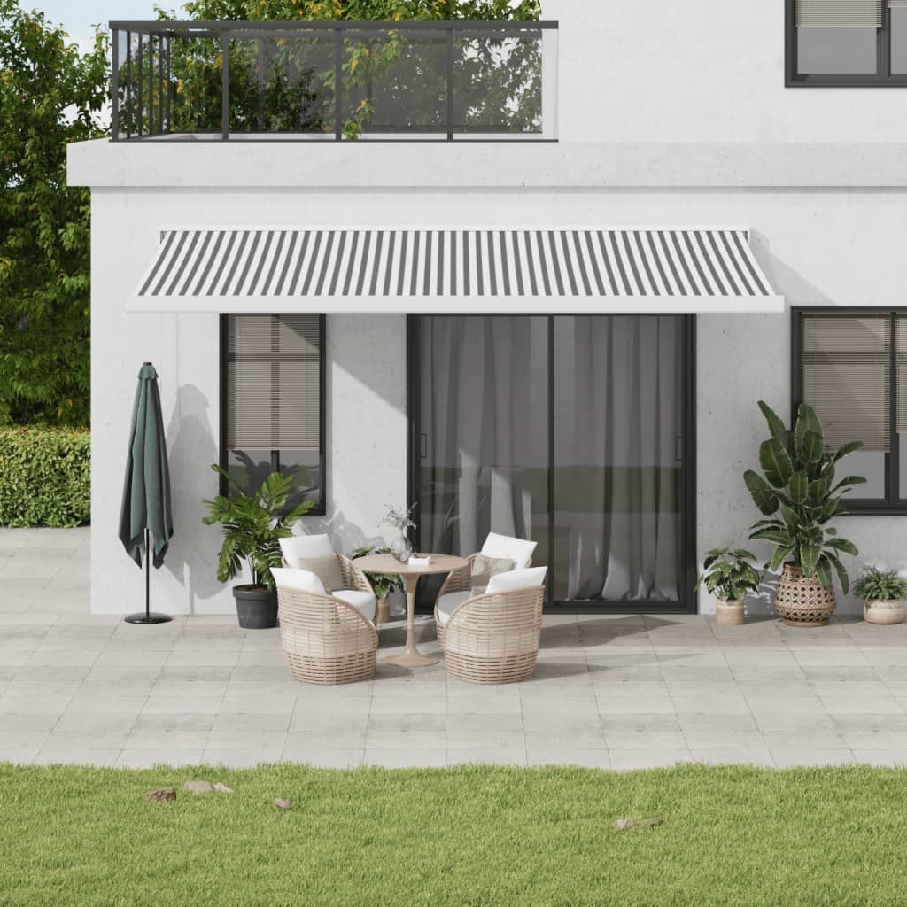 foldemarkise 5x3 m stof og aluminium antracitgrå og hvid