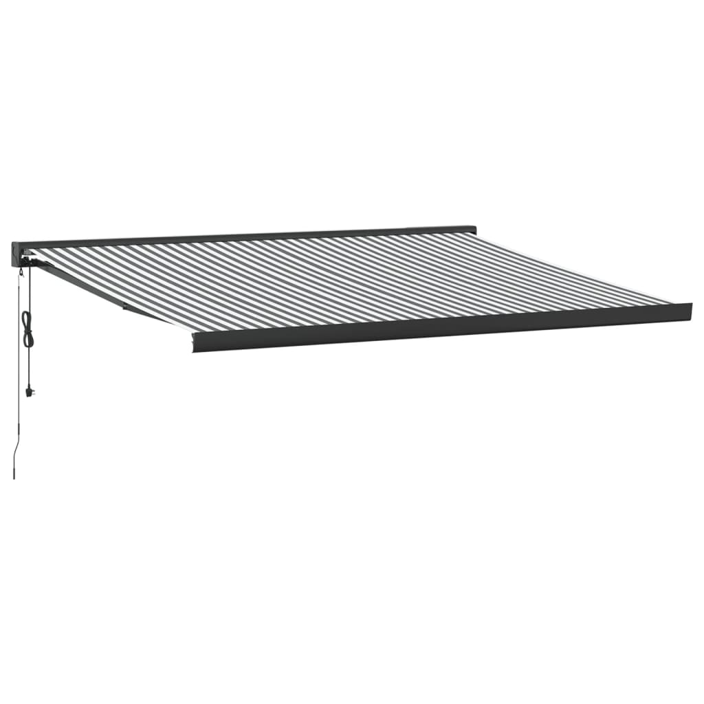 foldemarkise 4x3 m stof og aluminium antracitgrå og hvid