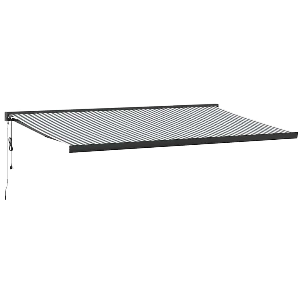 foldemarkise 5x3 m stof og aluminium antracitgrå og hvid
