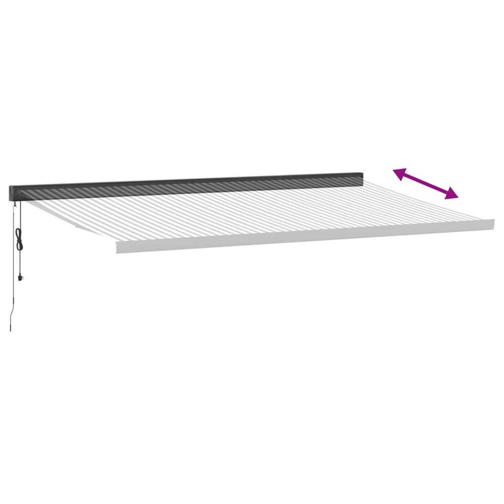 foldemarkise 5x3 m stof og aluminium antracitgrå og hvid