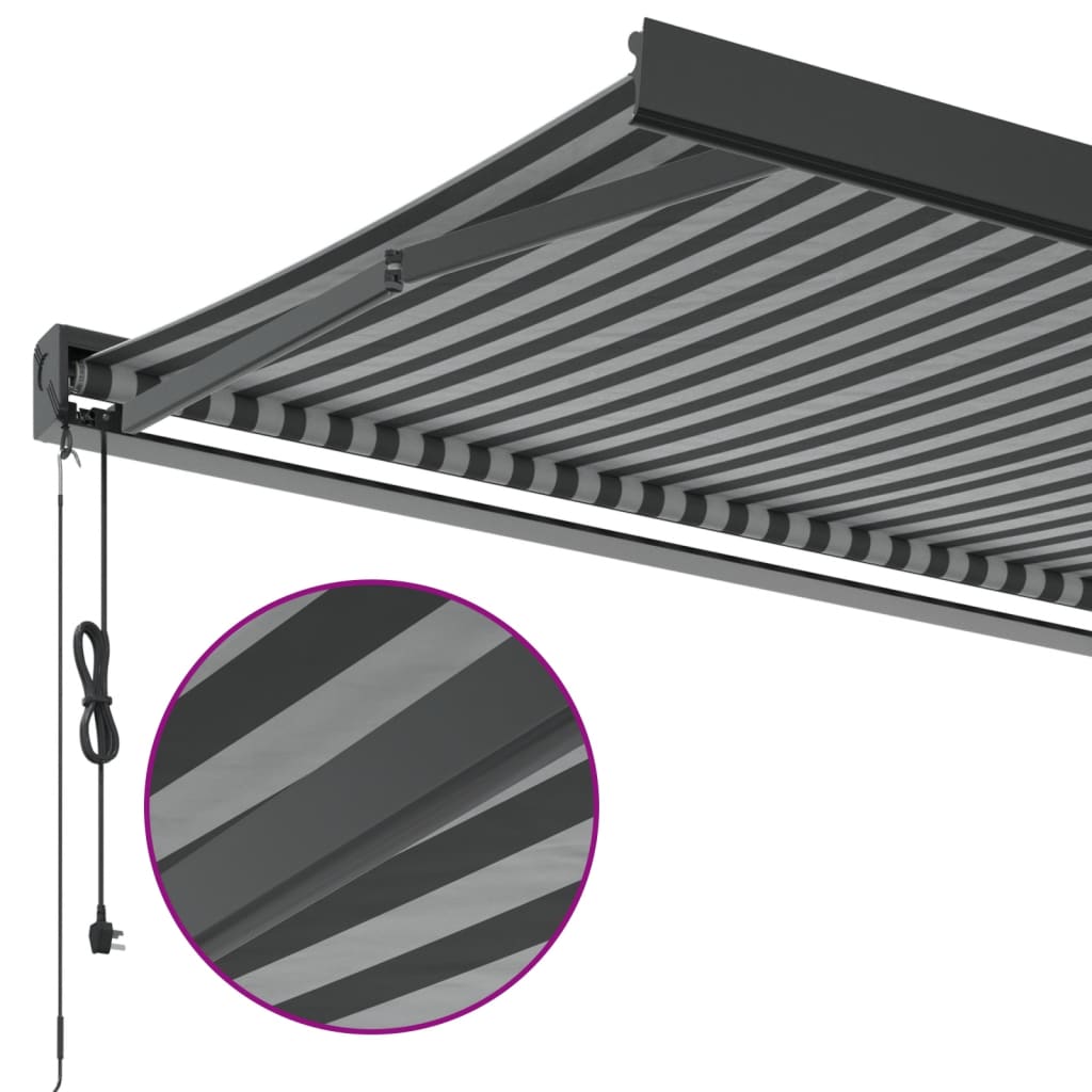 foldemarkise 5x3 m stof og aluminium antracitgrå og hvid