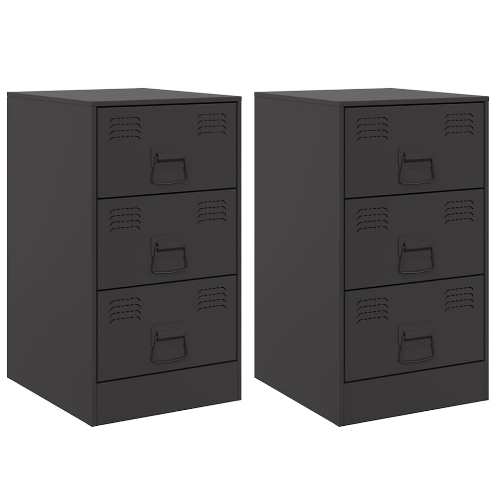 sengeborde 2 stk. 34,5x39x62 cm stål sort