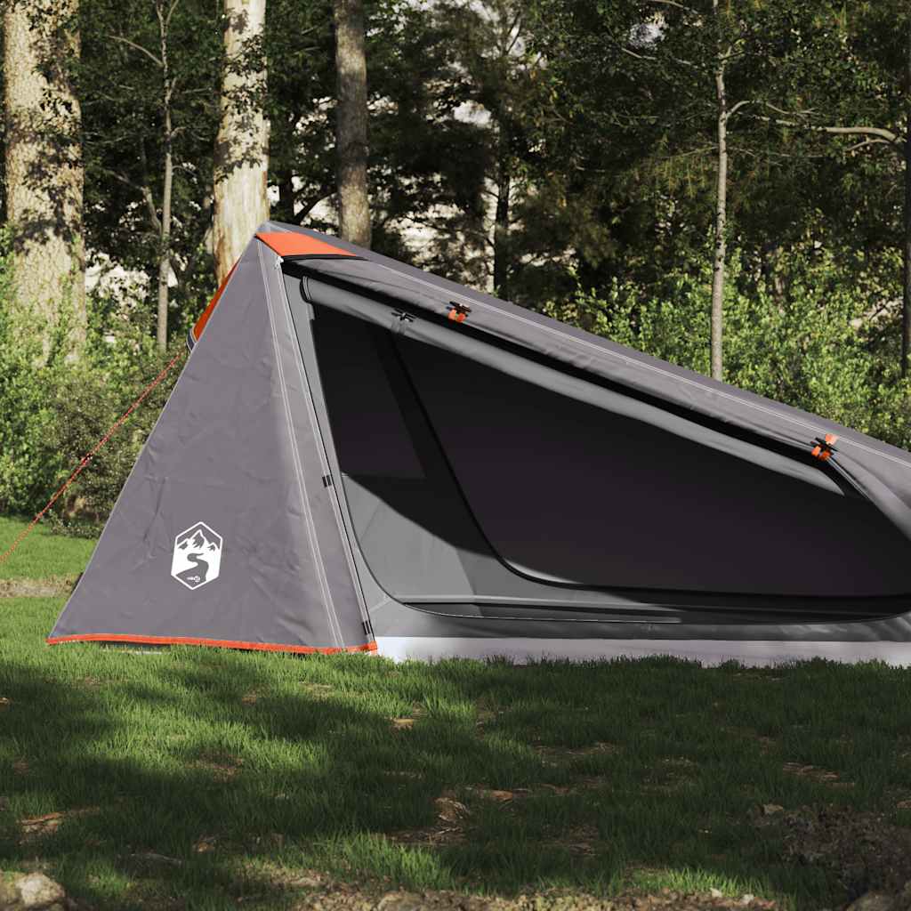 1-personers campingtelt vandtæt grå og orange