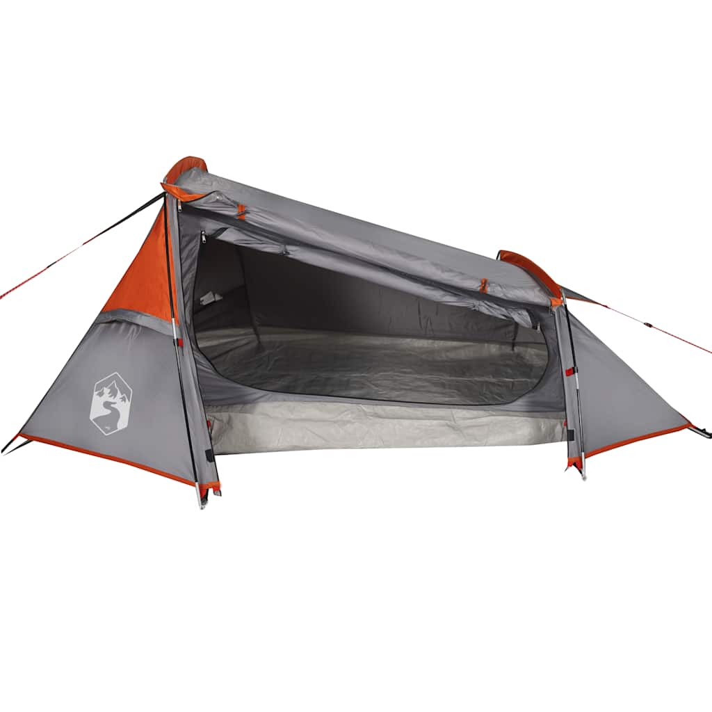 2-personers campingtelt vandtæt grå og orange