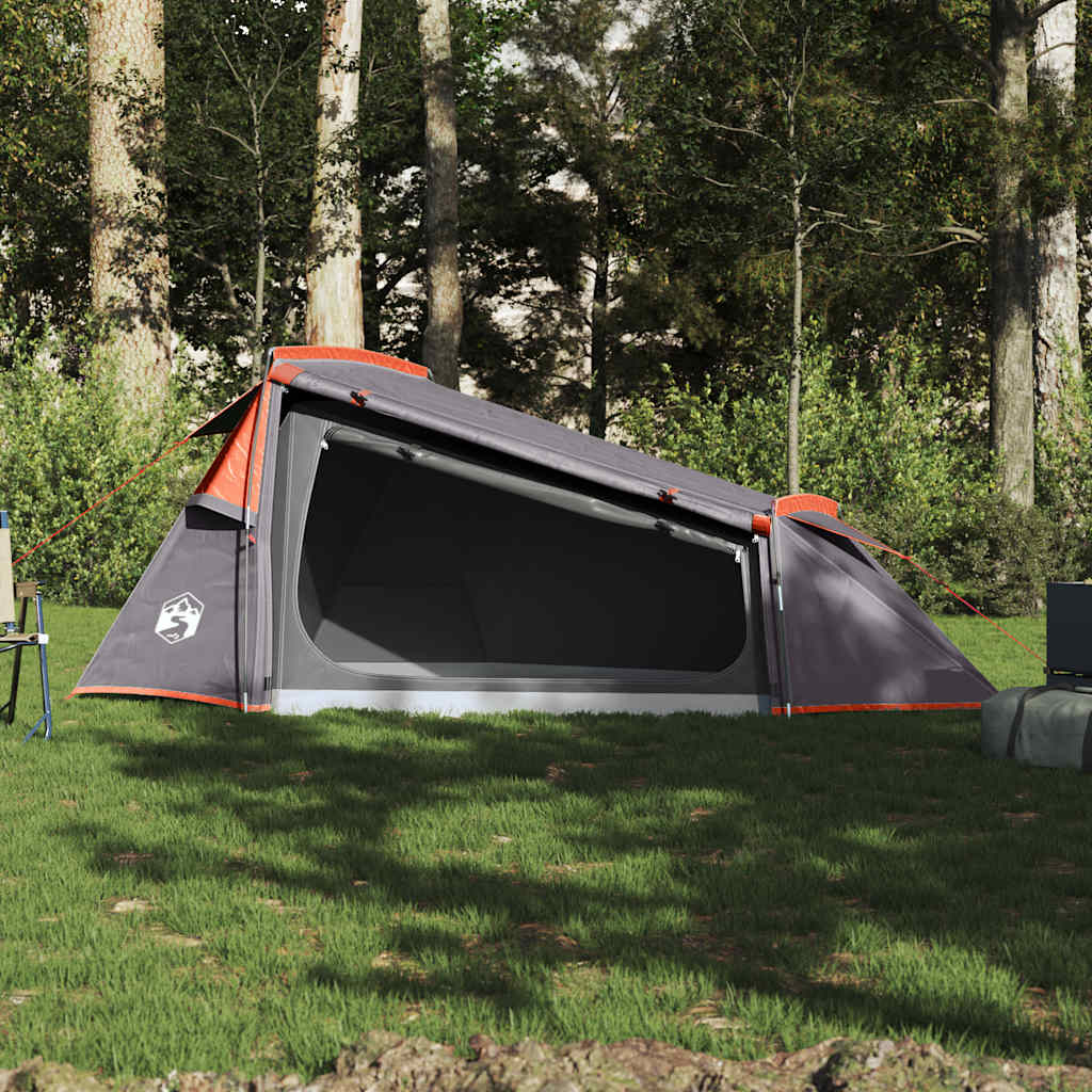 2-personers campingtelt vandtæt grå og orange