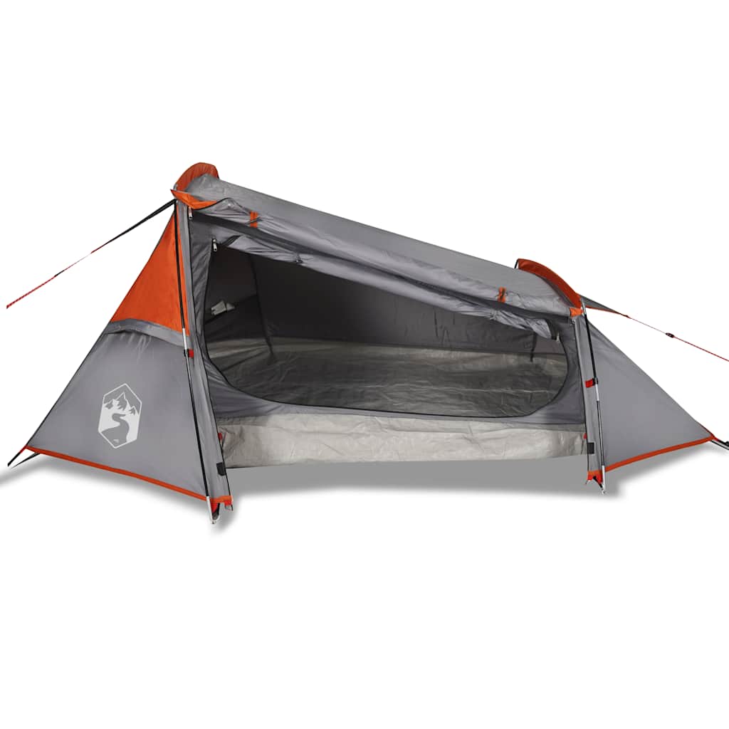 2-personers campingtelt vandtæt grå og orange