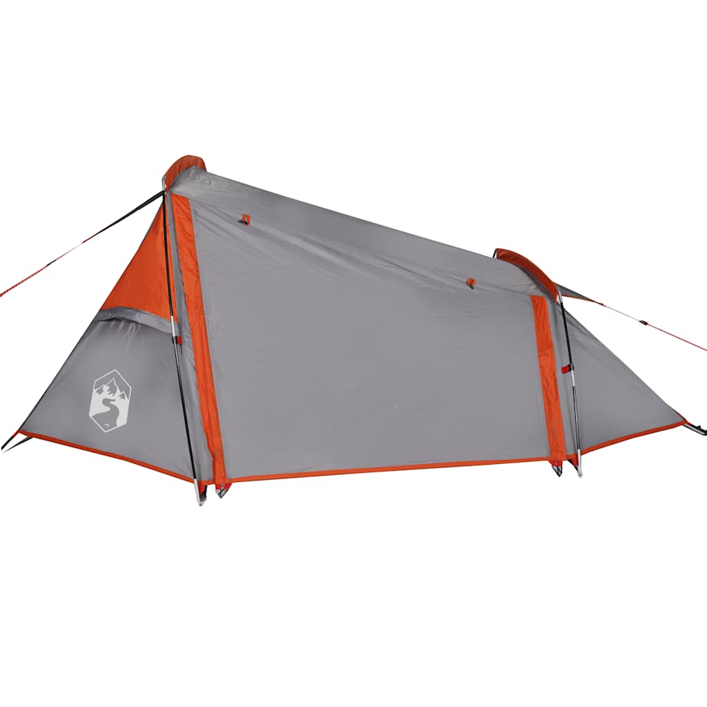 2-personers campingtelt vandtæt grå og orange