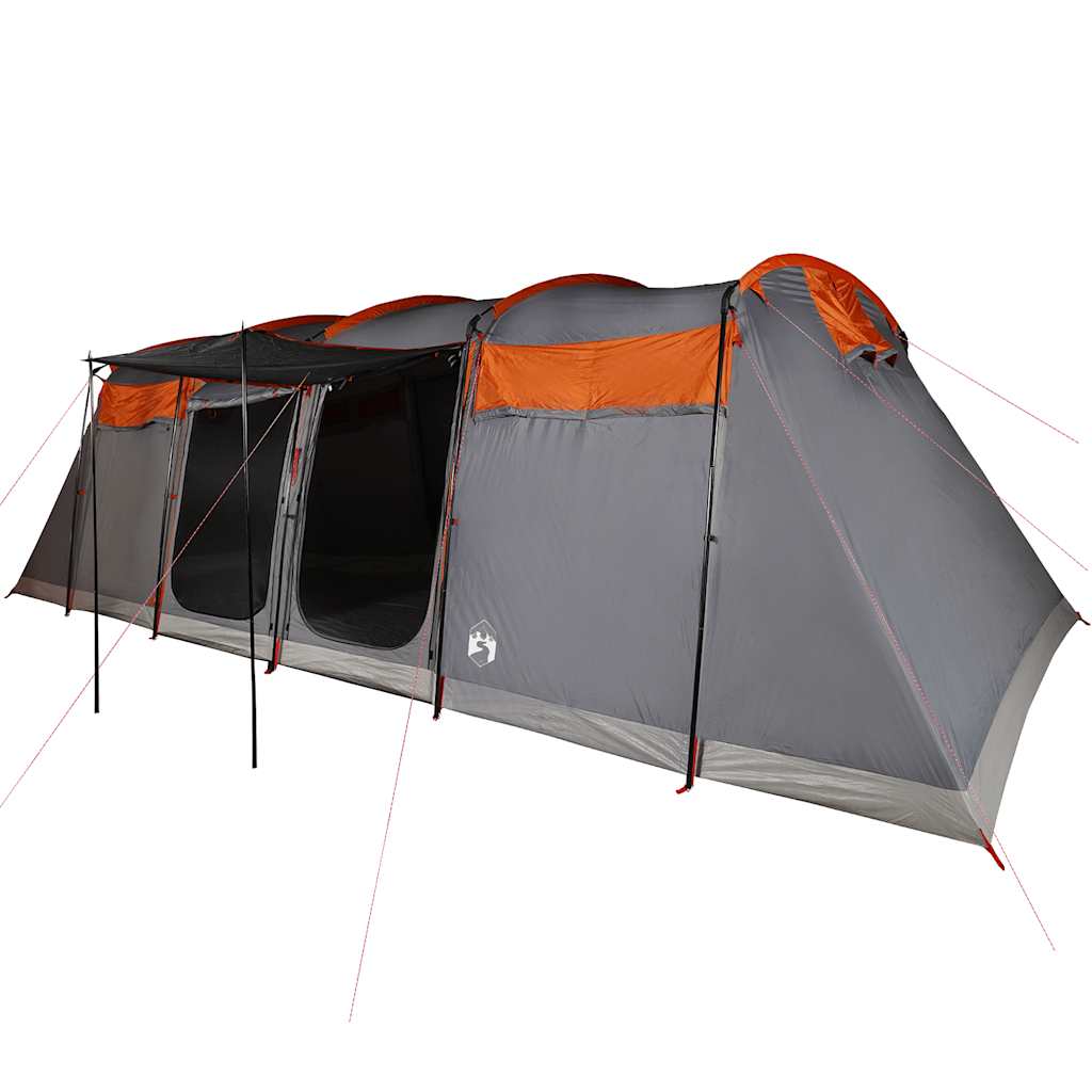 10-personers campingtelt vandtæt grå og orange