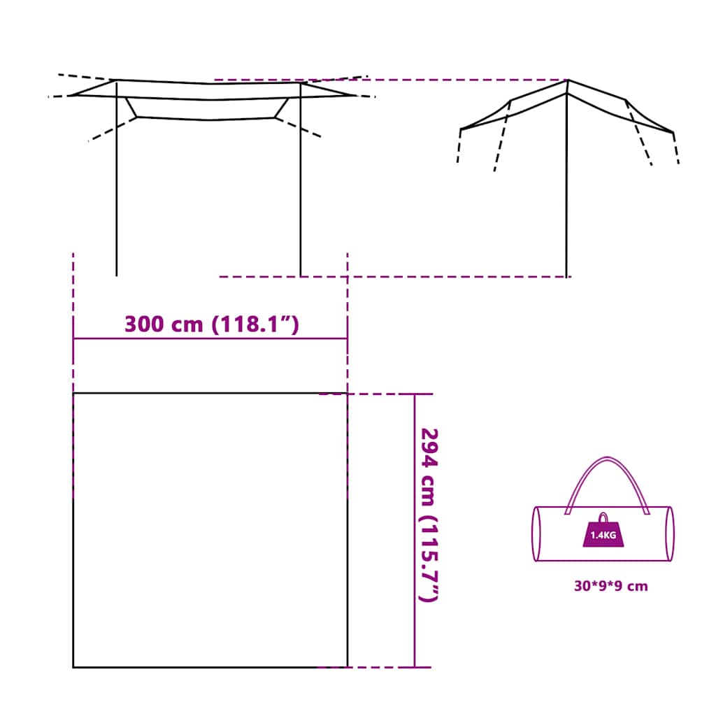 tarp 300x294 cm vandtæt grøn