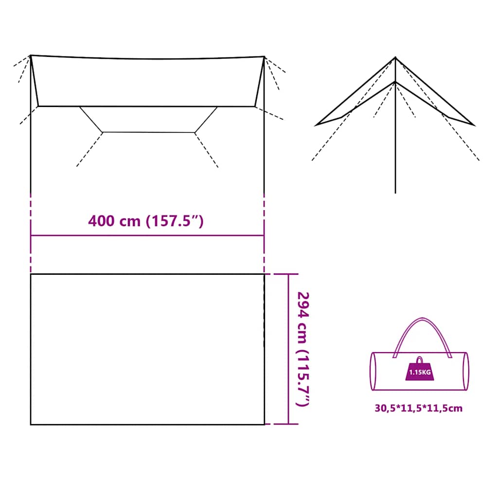 tarp 400x294 cm vandtæt grøn