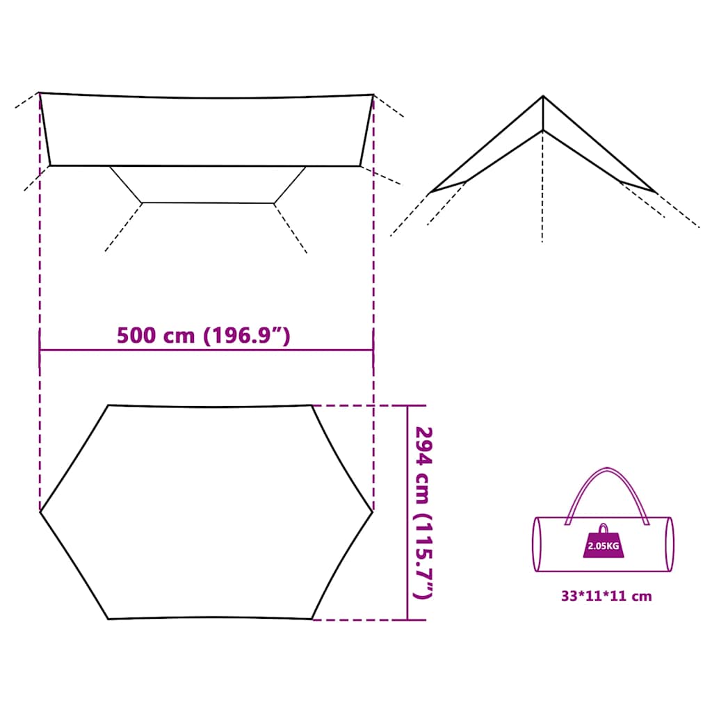tarp 500x294 cm vandtæt grøn