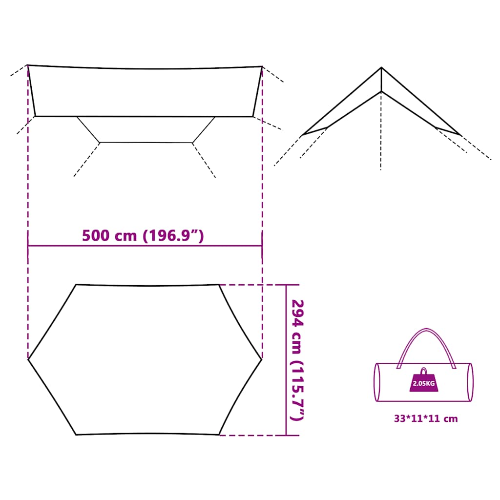 tarp 500x294 cm vandtæt blå