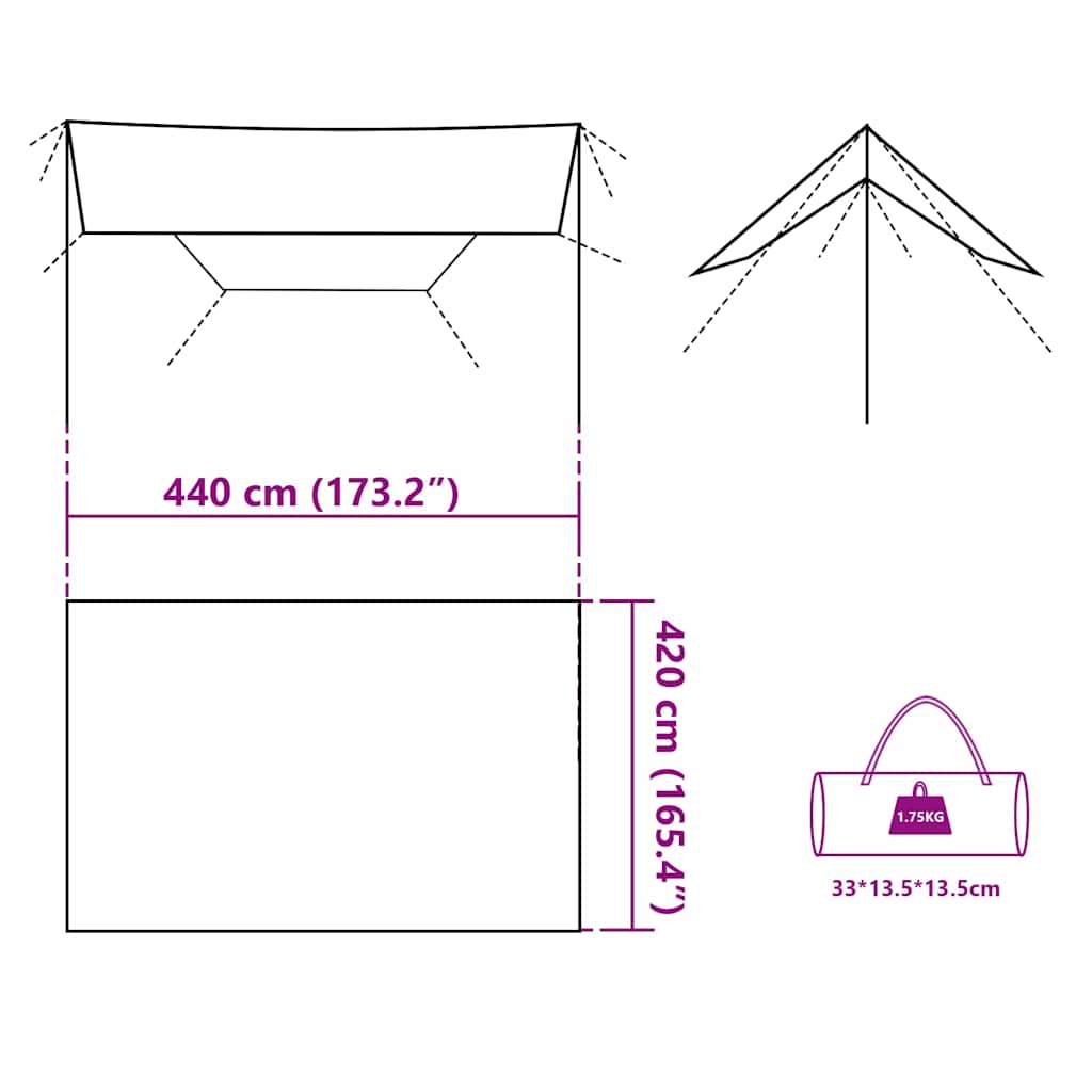 tarp 420x440 cm vandtæt blå